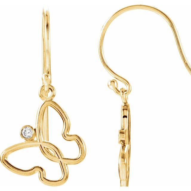 14K Yellow .04 CTW Natural Diamond Butterfly Earrings
