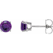14K White 5 mm Natural Amethyst Stud Earrings