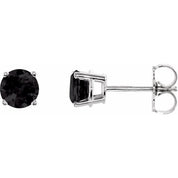 14K White 5 mm Natural Black Onyx Stud Earrings