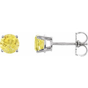 14K White 5 mm Natural Yellow Sapphire Stud Earrings