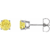 14K White 5 mm Natural Yellow Sapphire Stud Earrings