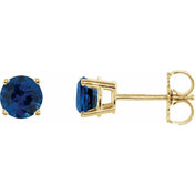 14K Yellow 5 mm Natural Blue Sapphire Stud Earrings