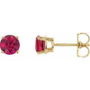 14K Yellow 5 mm Lab-Grown Ruby Stud Earrings