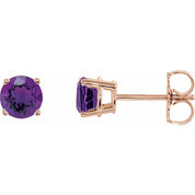 14K Rose 5 mm Natural Amethyst Stud Earrings