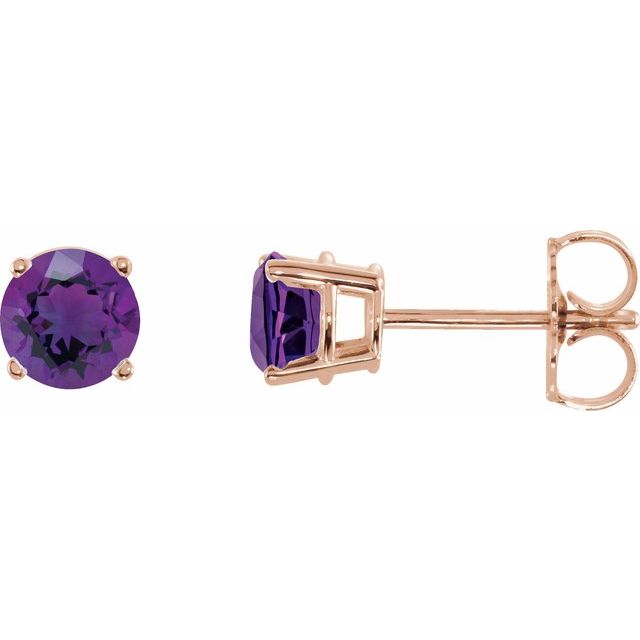14K Rose 5 mm Natural Amethyst Stud Earrings