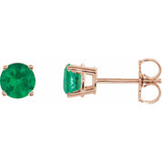 14K Rose 5 mm Natural Emerald Stud Earrings