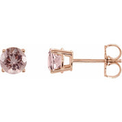 14K Rose 5 mm Natural Pink Morganite Stud Earrings