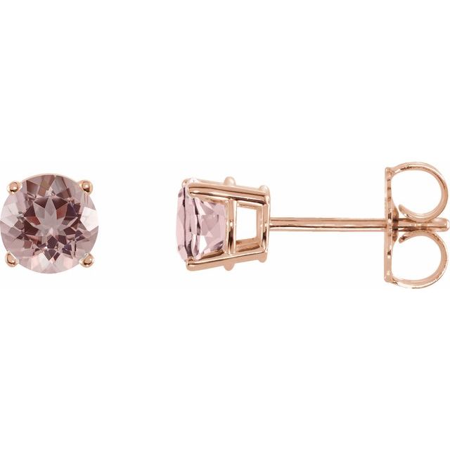 14K Rose 5 mm Natural Pink Morganite Stud Earrings