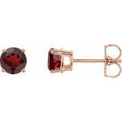 14K Rose 5 mm Natural Mozambique Garnet Stud Earrings