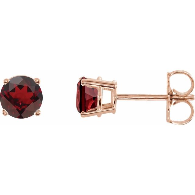 14K Rose 5 mm Natural Mozambique Garnet Stud Earrings