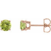 14K Rose 5 mm Natural Peridot Stud Earrings