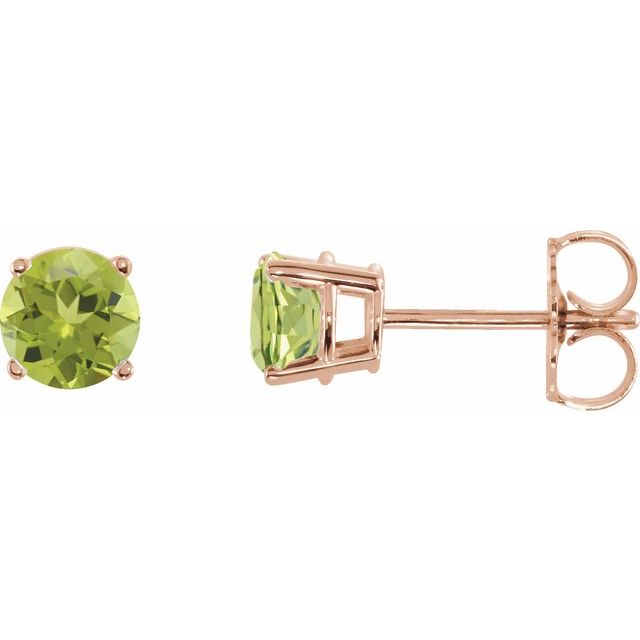 14K Rose 5 mm Natural Peridot Stud Earrings