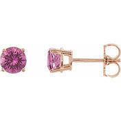 14K Rose 5 mm Natural Pink Sapphire Stud Earrings