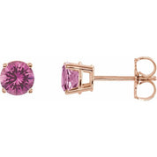 14K Rose 5 mm Natural Pink Sapphire Stud Earrings