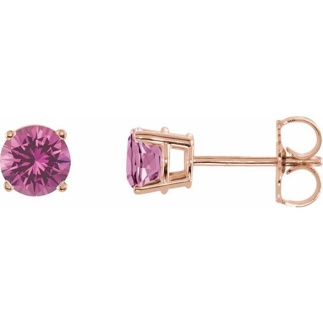 14K Rose 5 mm Natural Pink Sapphire Stud Earrings