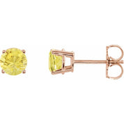 14K Rose 5 mm Natural Yellow Sapphire Stud Earrings