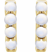 14K Yellow Natural Rainbow Moonstone Cabochon 14.7 mm Huggie Hoop Earring