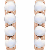 14K Rose Natural Rainbow Moonstone Cabochon 14.7 mm Huggie Hoop Earring