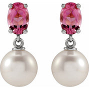 14K White Cultured White Akoya Pearl & Natural Aquamarine