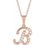 14K Rose 1/6 CTW Natural Diamond Initial B 18" Necklace