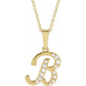 14K Yellow 1/6 CTW Natural Diamond Initial B 18" Necklace