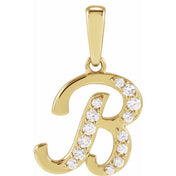 14K Yellow 1/6 CTW Natural Diamond Initial B 18" Necklace