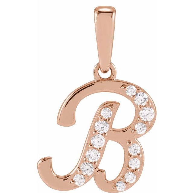 14K Rose 1/6 CTW Natural Diamond Initial B 18" Necklace