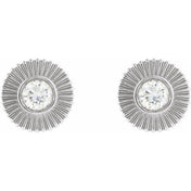 Sterling Silver 1/3 CTW Lab-Grown Diamond Starburst Stud Earrings