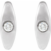 Sterling Silver 1/8 CTW Natural Diamond Bezel Hoop Earrings