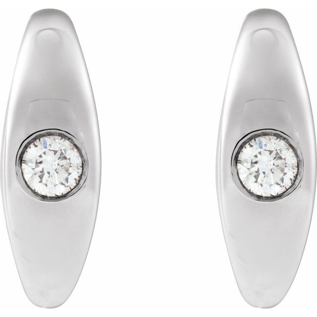 Sterling Silver 1/8 CTW Natural Diamond Bezel Hoop Earrings