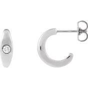 Sterling Silver 1/8 CTW Natural Diamond Bezel Hoop Earrings