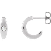 Sterling Silver 1/8 CTW Natural Diamond Bezel Hoop Earrings