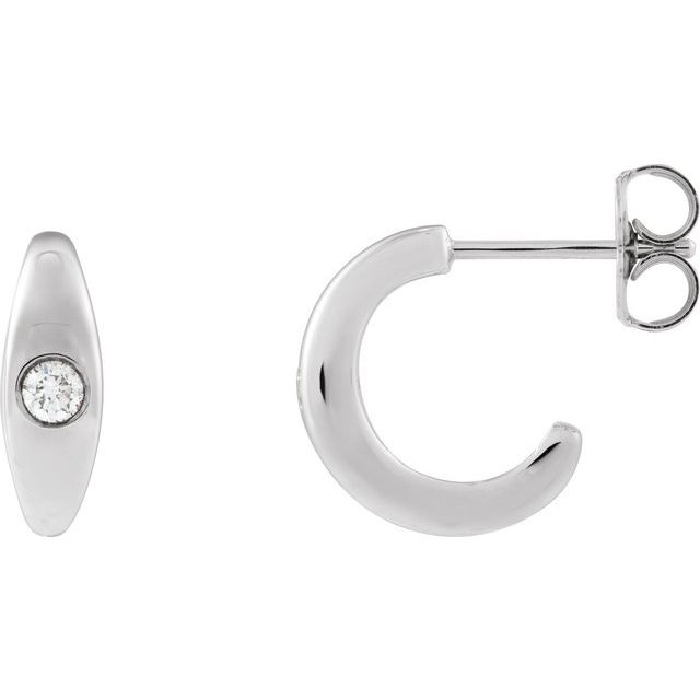 Platinum 1/8 CTW Natural Diamond Hoop Earrings