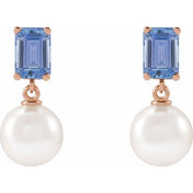 14K Rose Cultured White Akoya Pearl & Natural Tanzanite