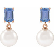 14K Rose Cultured White Akoya Pearl & Natural Tanzanite