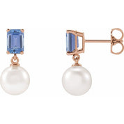 14K Rose Cultured White Akoya Pearl & Natural Tanzanite