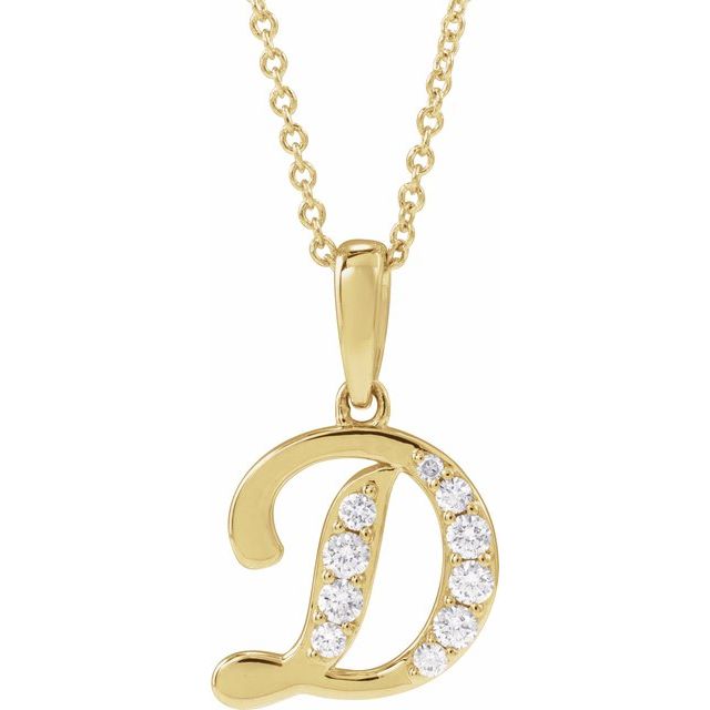 14K Yellow 1/5 CTW Natural Diamond Initial D 18" Necklace