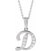 14K White 1/5 CTW Natural Diamond Initial D 18" Necklace