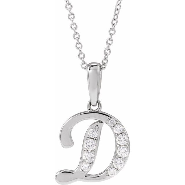 14K White 1/5 CTW Natural Diamond Initial D 18" Necklace