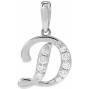 14K White 1/5 CTW Natural Diamond Initial D 18" Necklace