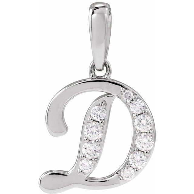 14K White 1/5 CTW Natural Diamond Initial D 18" Necklace