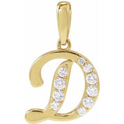 14K Yellow 1/5 CTW Natural Diamond Initial D 18" Necklace