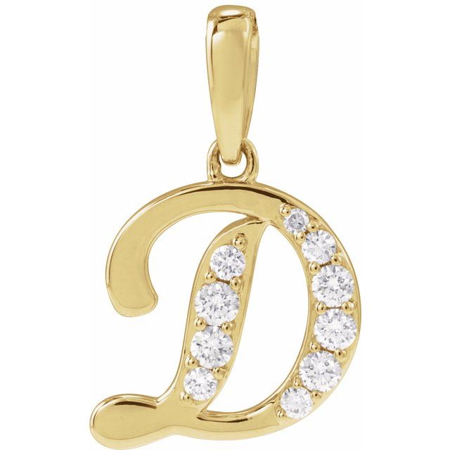 14K Yellow 1/5 CTW Natural Diamond Initial D 18" Necklace