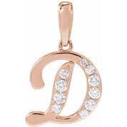 14K Rose 1/5 CTW Natural Diamond Initial D 18" Necklace