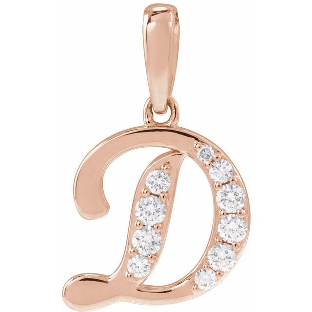 14K Rose 1/5 CTW Natural Diamond Initial D 18" Necklace