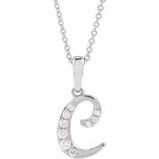 14K White 1/6 CTW Natural Diamond Initial C 18" Necklace