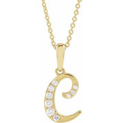 14K Yellow 1/6 CTW Natural Diamond Initial C 18" Necklace