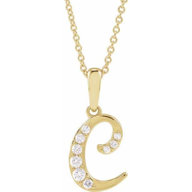 14K Yellow 1/6 CTW Natural Diamond Initial C 18" Necklace