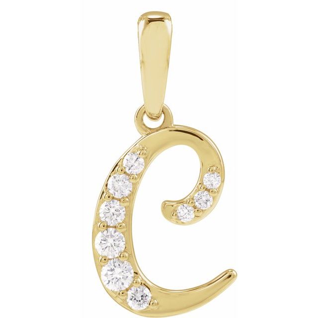 14K Yellow 1/6 CTW Natural Diamond Initial C 18" Necklace