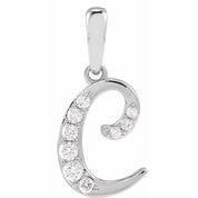 14K White 1/6 CTW Natural Diamond Initial C 18" Necklace